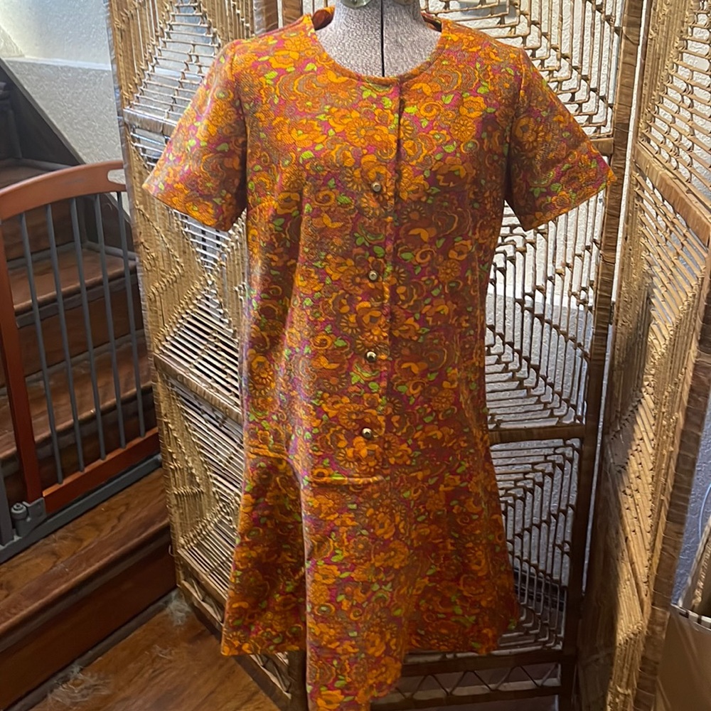 Retro Giselle burn orange dress, perfect with Mary janes